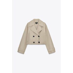 ZARA DOUBLE-BREASTED SHORT TRENCH COAT